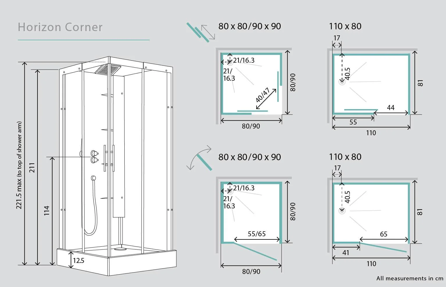 Custom size shower cabin